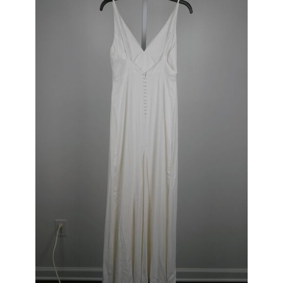 Lulu's White Button Back Mermaid Maxi Dress M - Picture 4 of 8